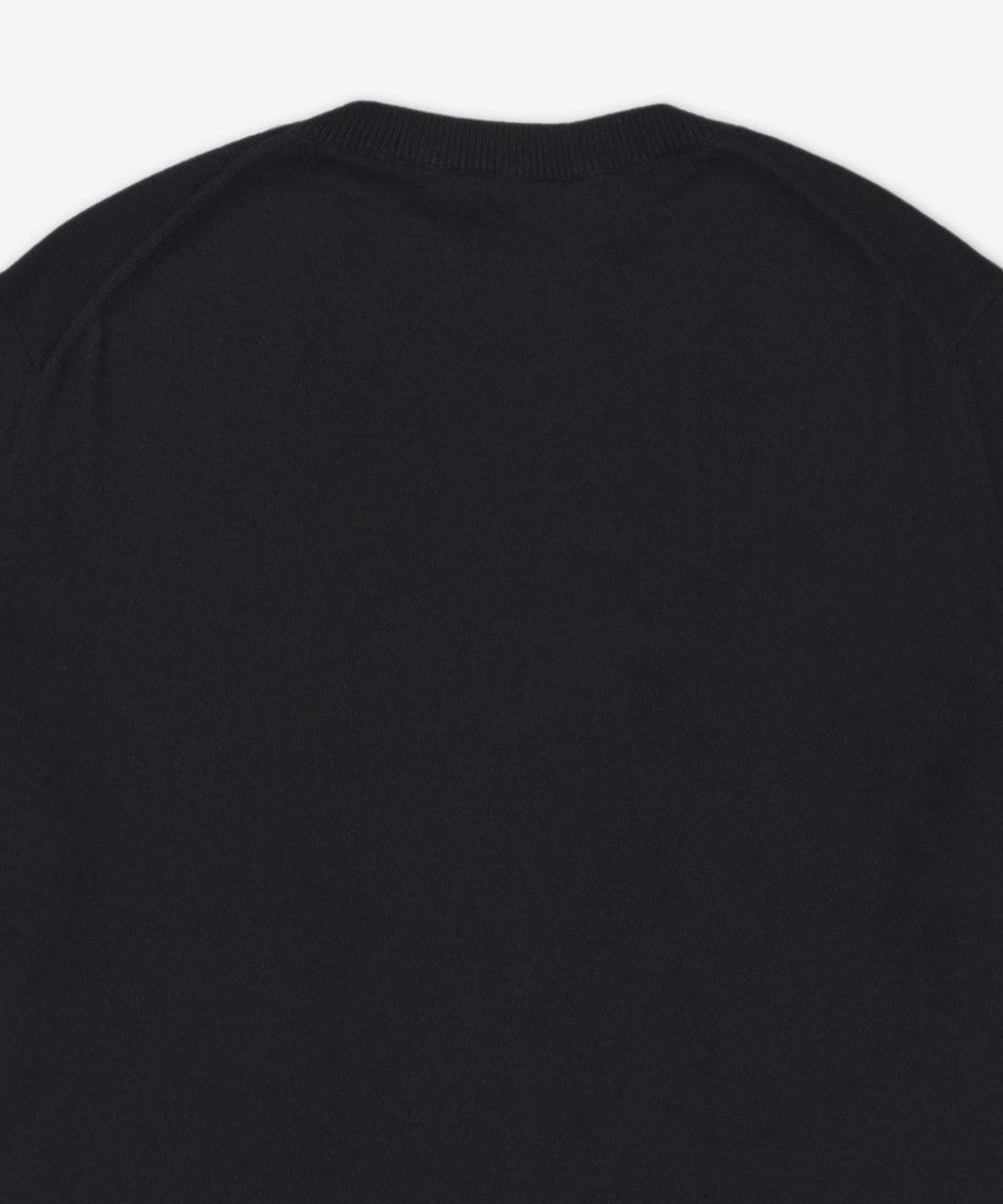 Max Mara Short-Sleeved Black Sweater With Classic Crew Neck