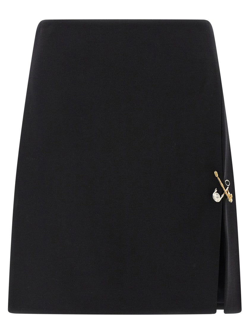 Versace Flared Mini Skirt With Metal Detail