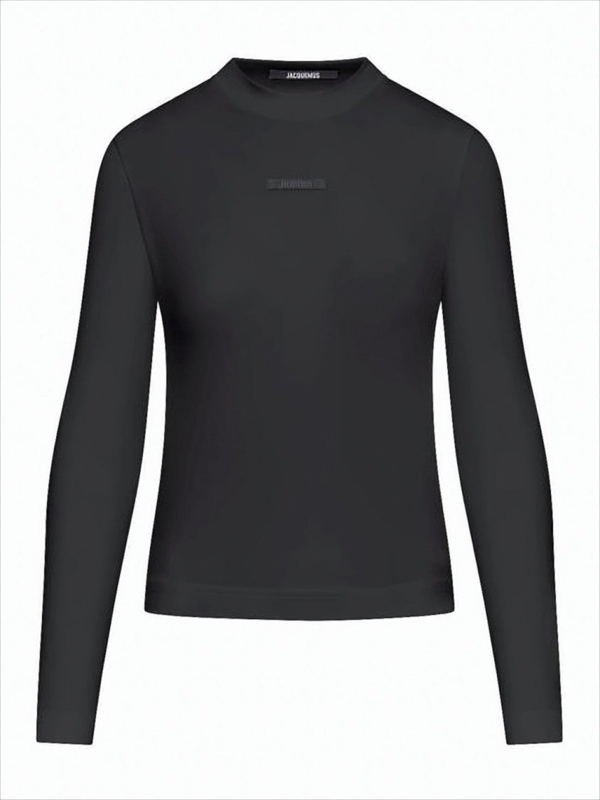 Jacquemus Fitted Black Long-Sleeve Top With Subtle Logo Detail