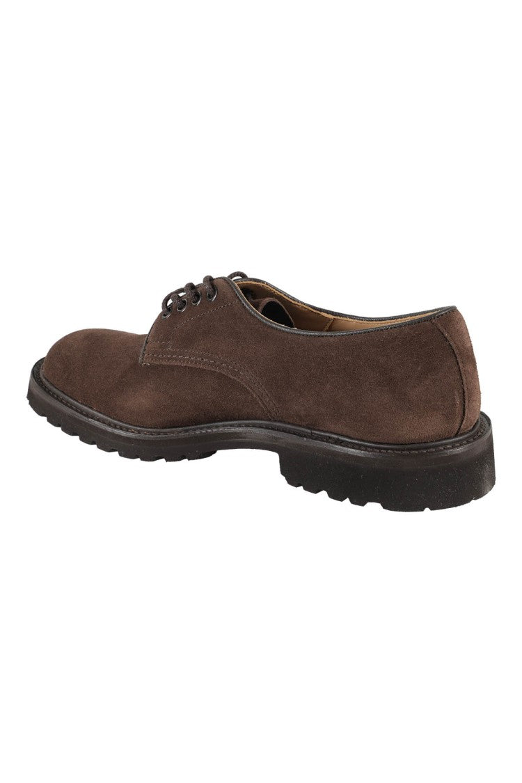 Tricker's Lace-Up Brown Suede Shoes With Durable Rubber Sole