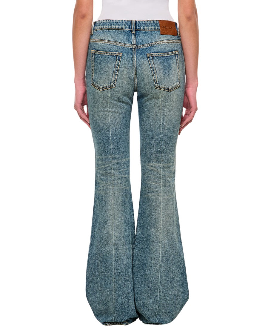 Alexander Mcqueen Faded Blue Flared Jeans With Classic Five-Pocket Design