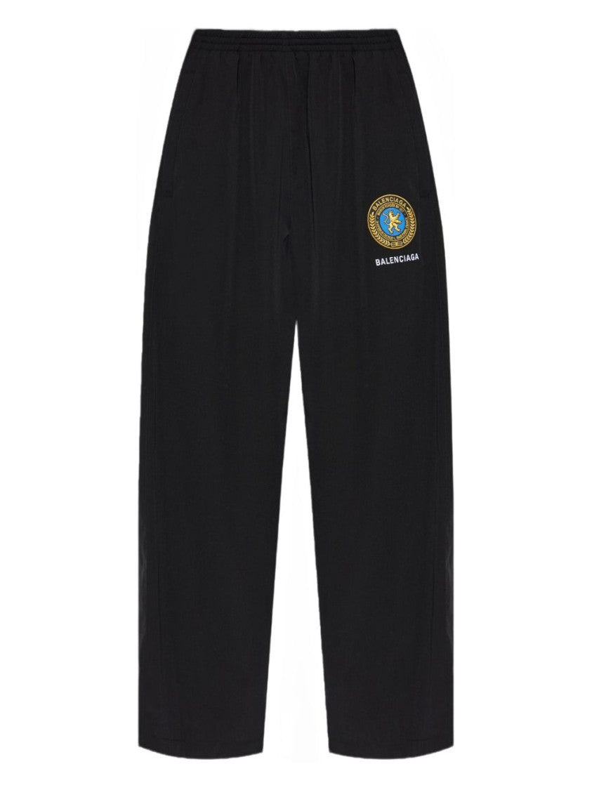 Balenciaga Relaxed Wide-Leg Tracksuit Trousers With Embroidered Patch