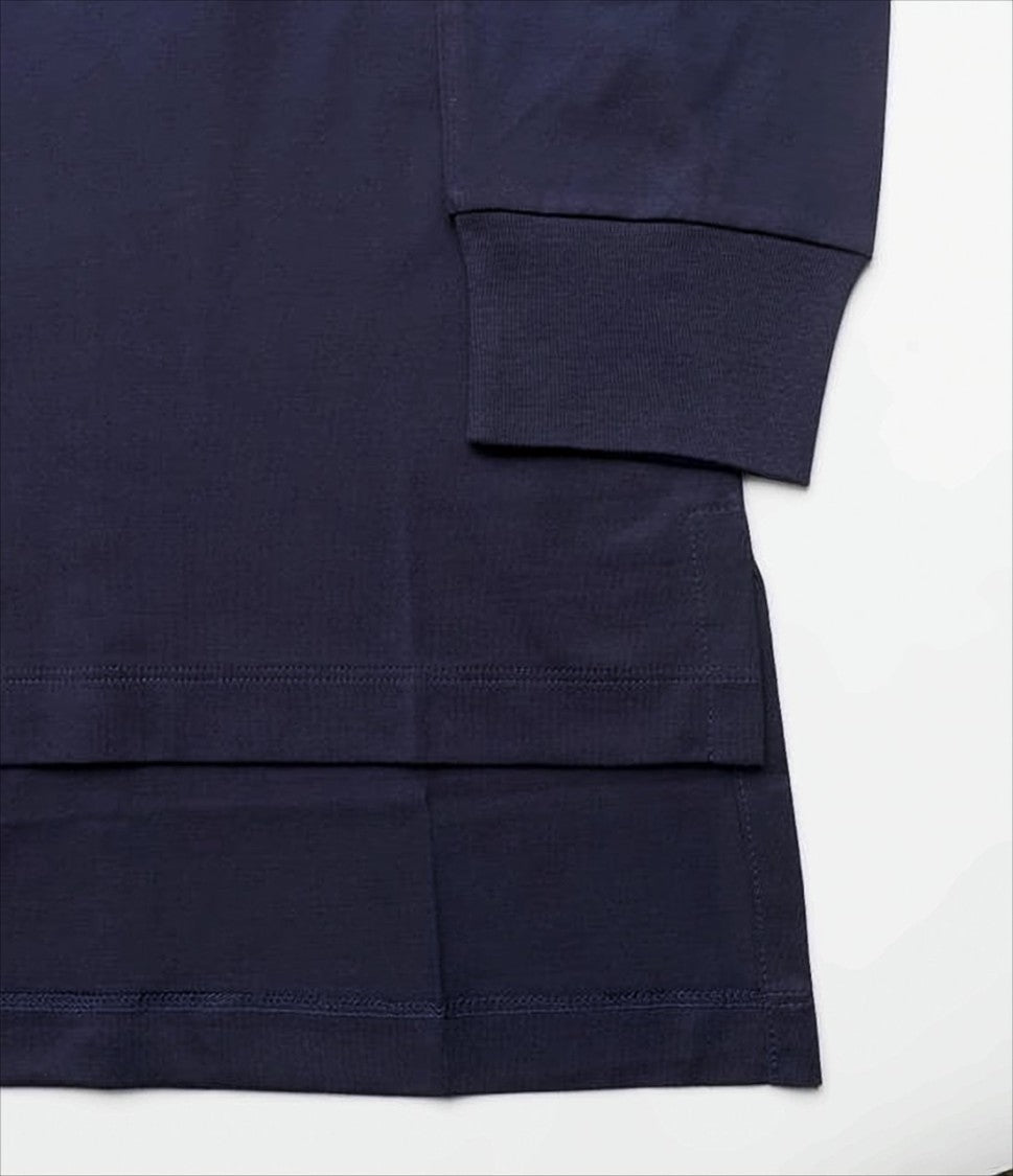 Marni Textured Graphic Logo Long-Sleeve Top In Deep Navy