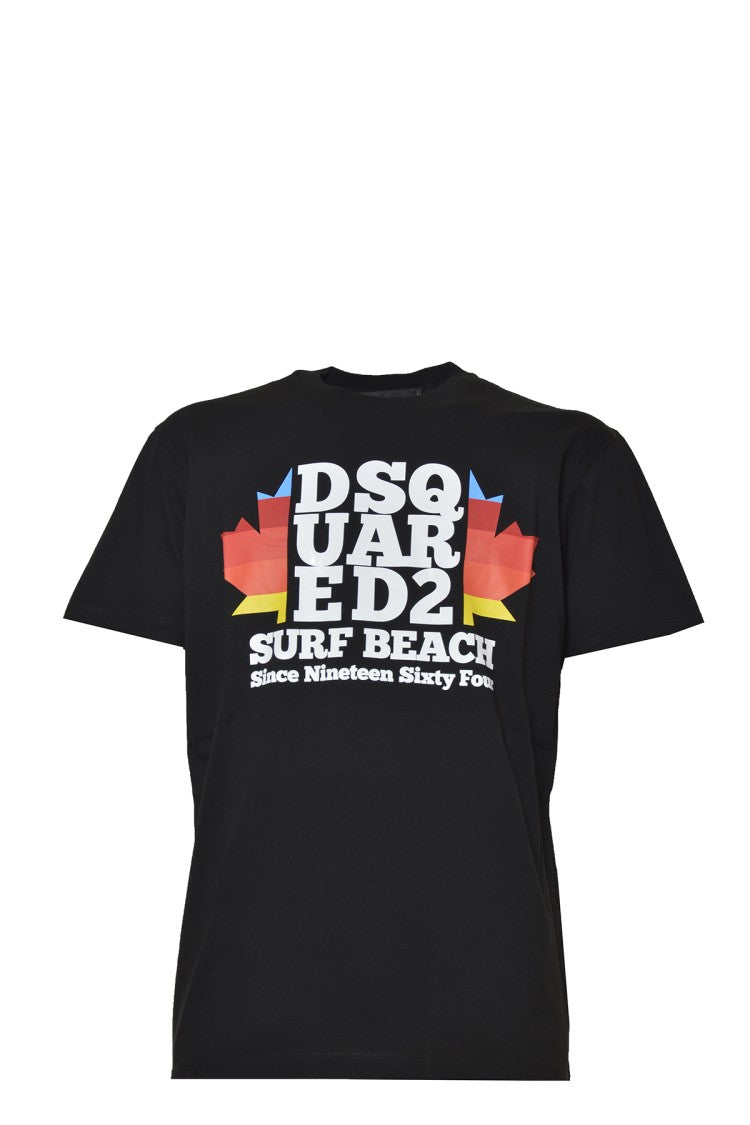 Dsquared2 Black Cotton D2 Surf Beach T-Shirt