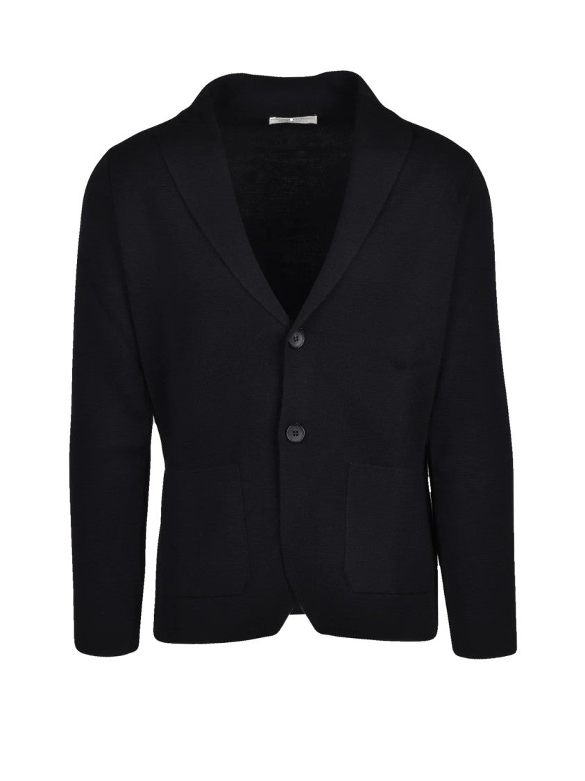 Filippo De Laurentiis Double-Breasted Cropped Merino Wool Jacket With Shawl Collar