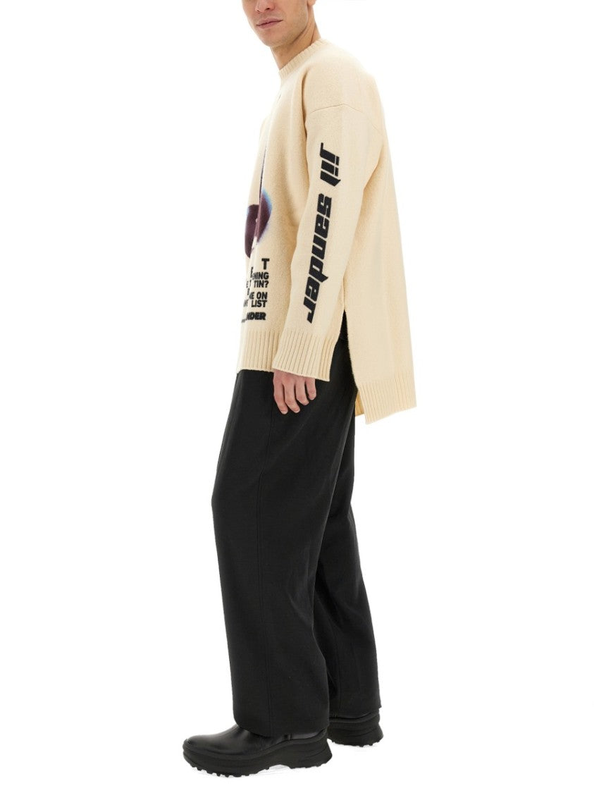 Jil Sander Playful Wool Knit Sweater With Cherry Embroidery