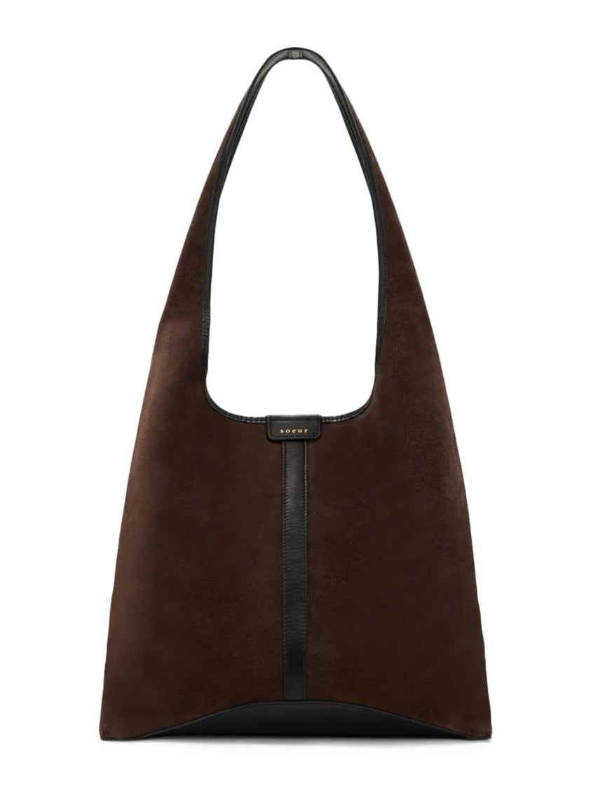 Soeur Delice Triangular Brown Suede Handbag
