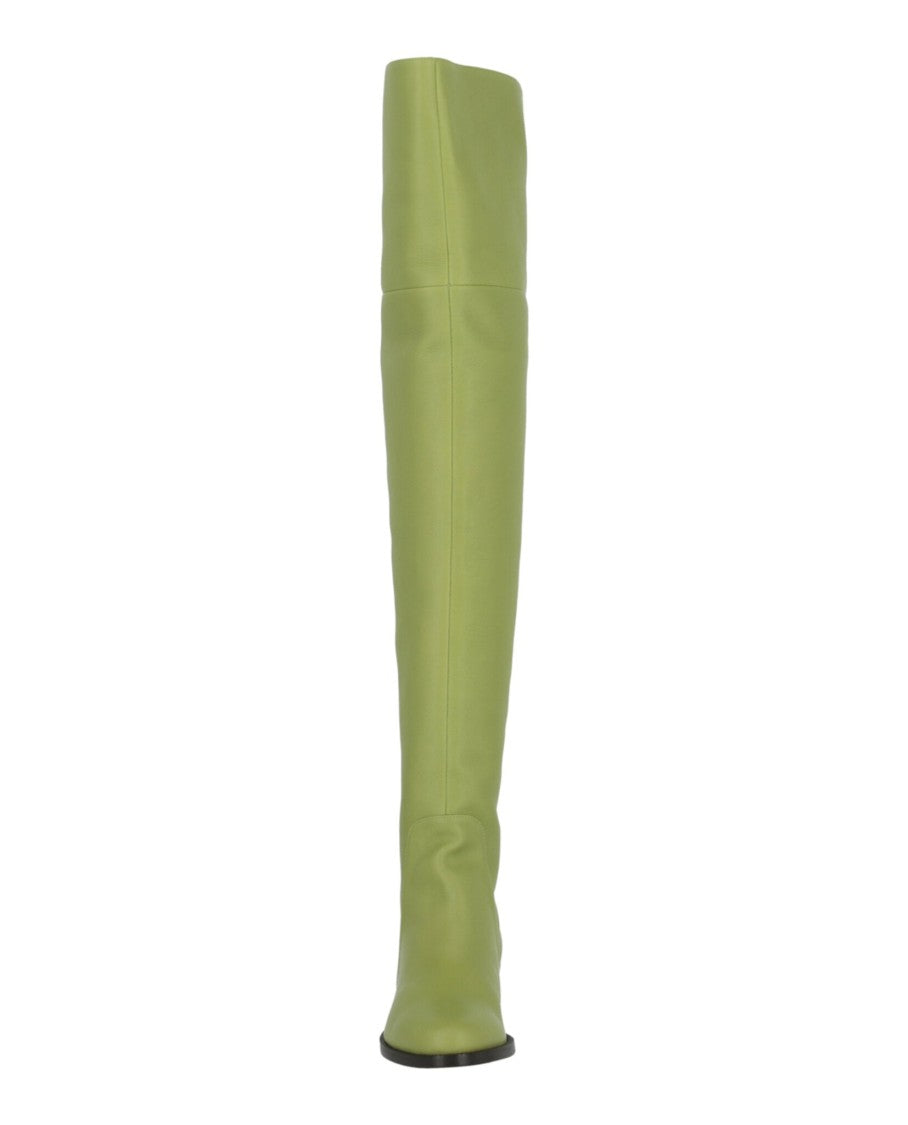 Ferragamo Pebbled Leather Over-The-Knee Boots With Almond Toe