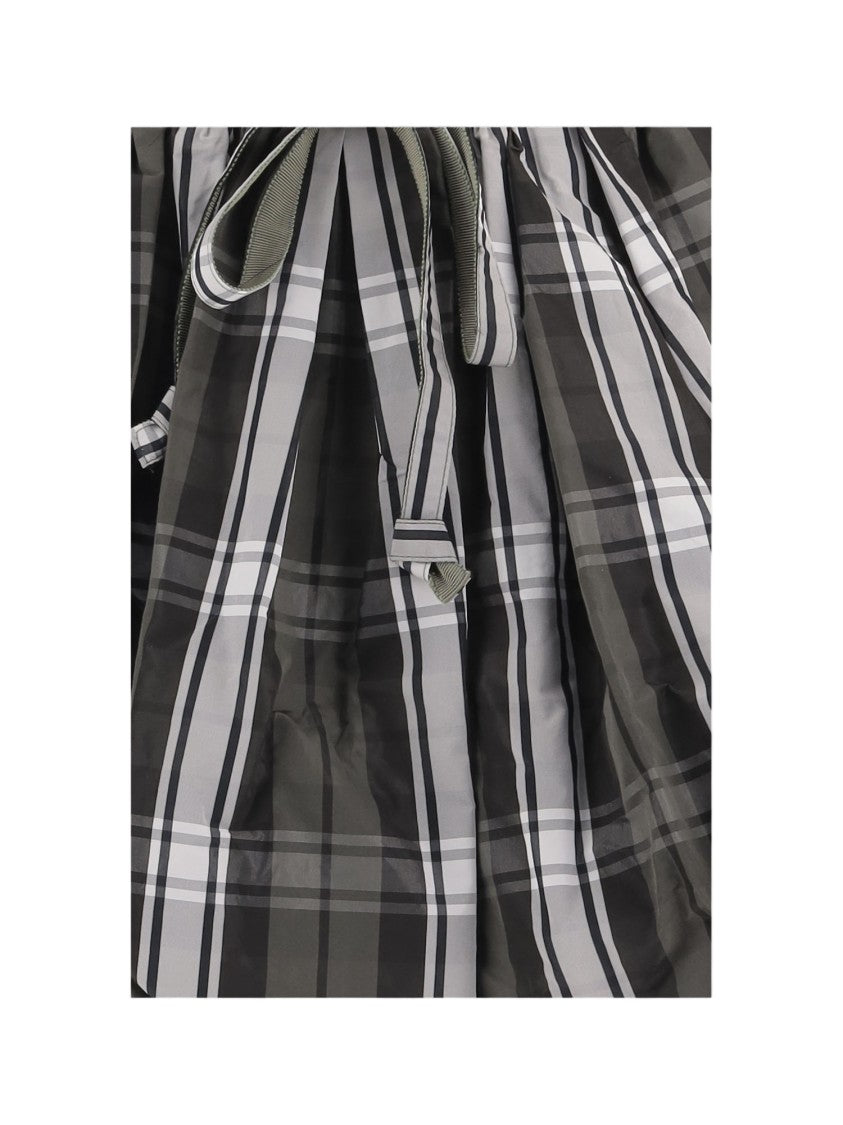 Patou Multi Wide-Leg Check Pattern Nylon Flared Skirt