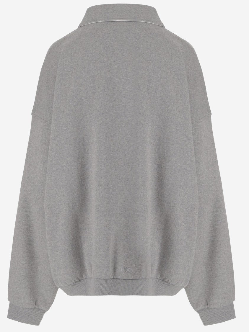 We11 Done Cotton Polo Sweatshirt With Signature Logo