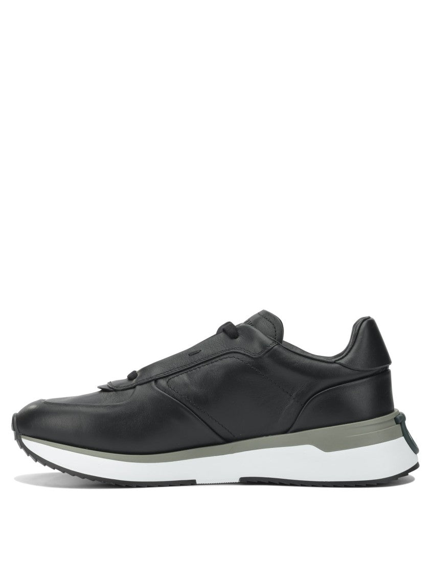Ferragamo Streamlined Black Leather Sneakers