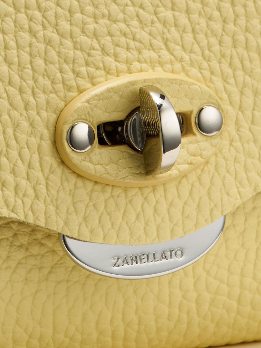 Zanellato Soft Yellow Silver Twist Lock Shoulder Bag