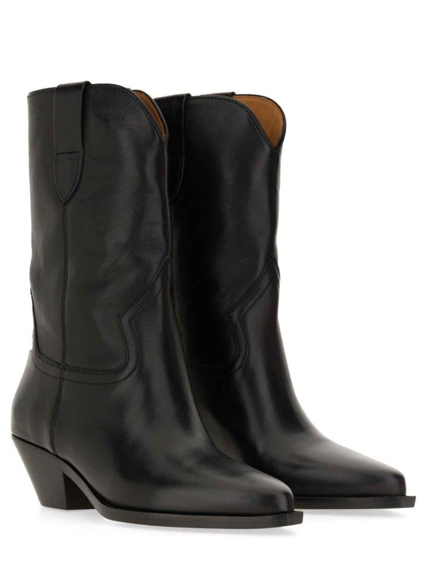Isabel Marant Pointed Toe Black Leather Texan Boot
