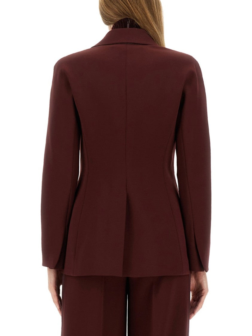 Max Mara Tailored Burgundy Jacket With Twisted Drape Detail