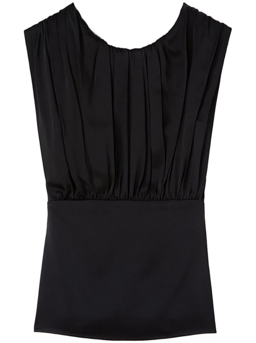 Jil Sander Black Structured Gathered Acetate Top