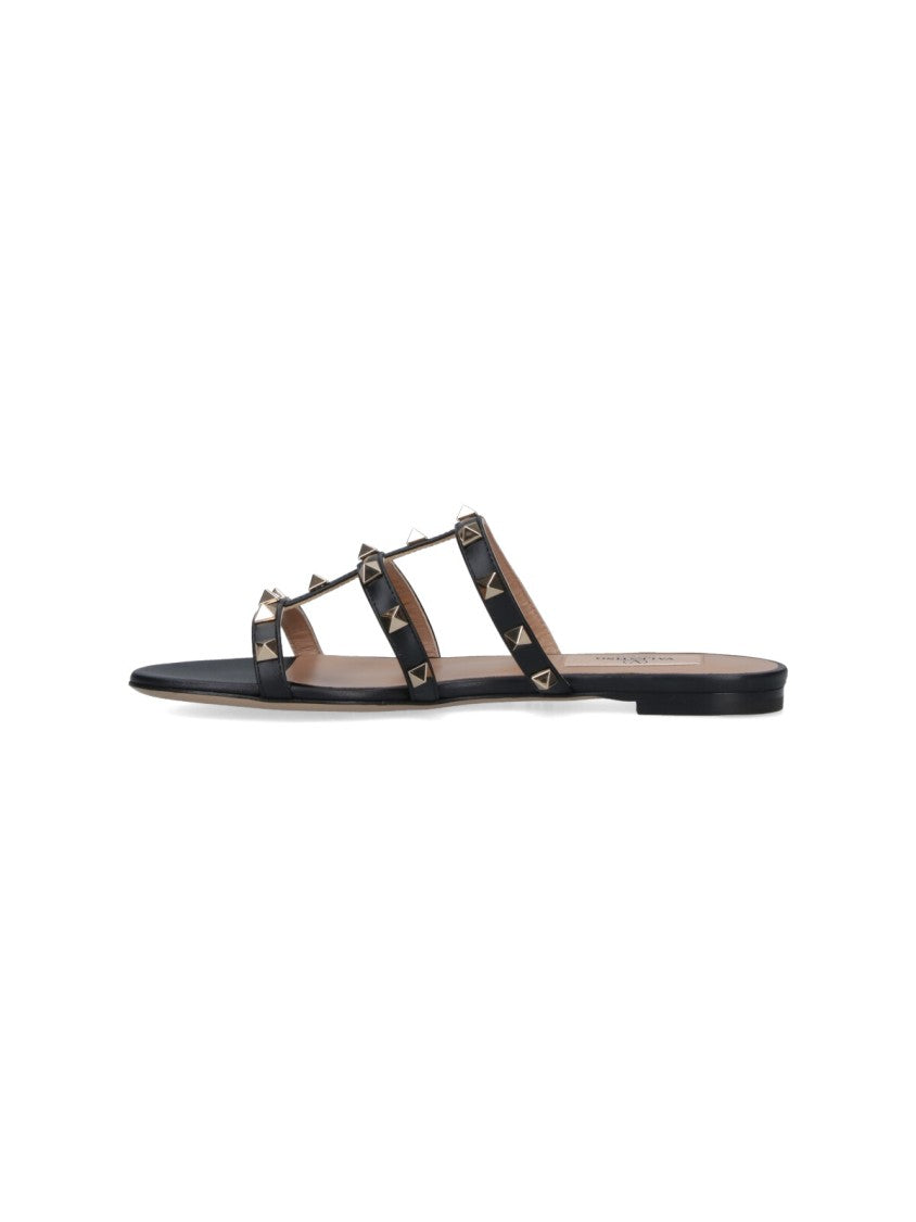 Valentino Garavani "Rockstud" Slide Sandals – Black