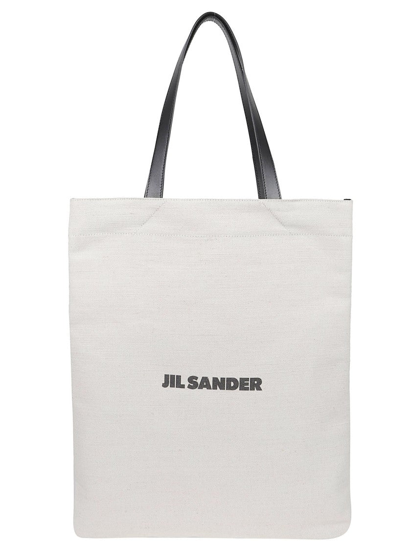 Jil Sander Rectangular Tote Bag With Black Leather Handles