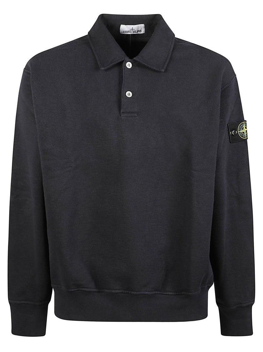 Stone Island Polo Collar Cotton Sweatshirt