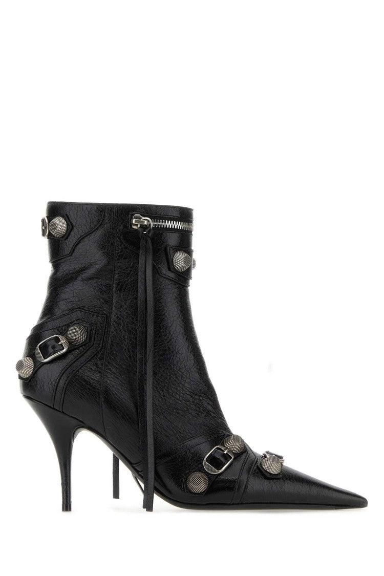 Balenciaga Black Leather Cagole Ankle Boots