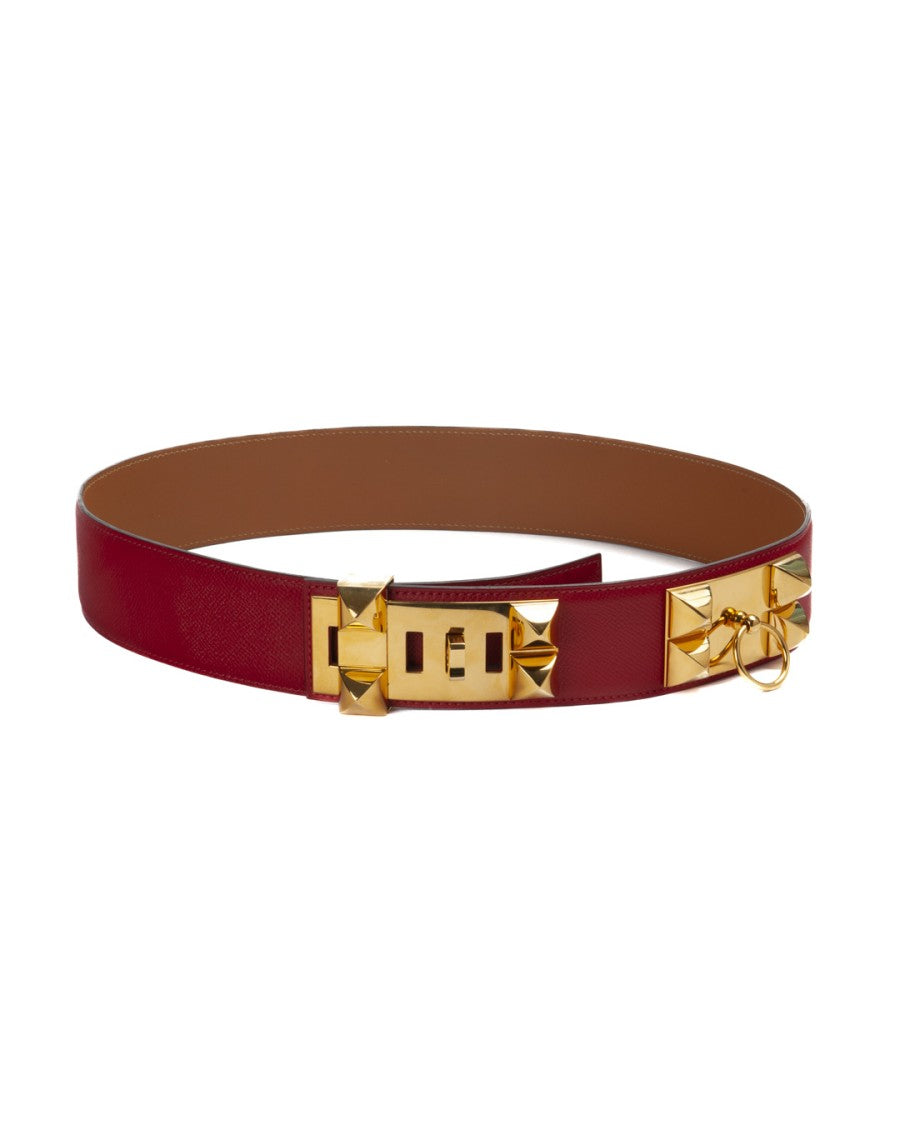 Hermès Red Collier De Chien 50 Leather Belt