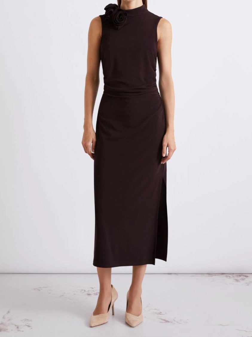 Marella Black Mllmirra Fitted Midi Floral Dress