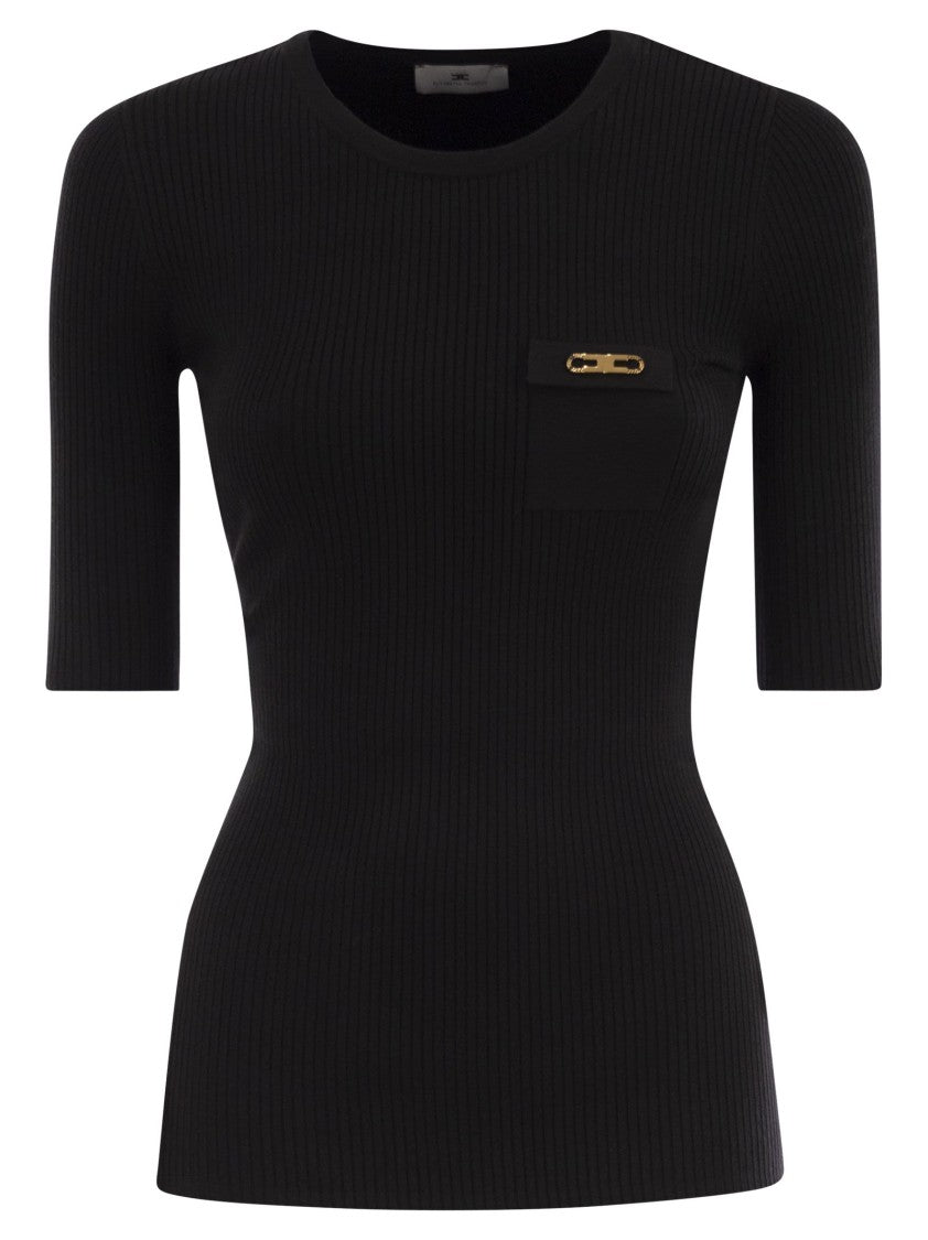 Elisabetta Franchi Ribbed Jumper With Pocket