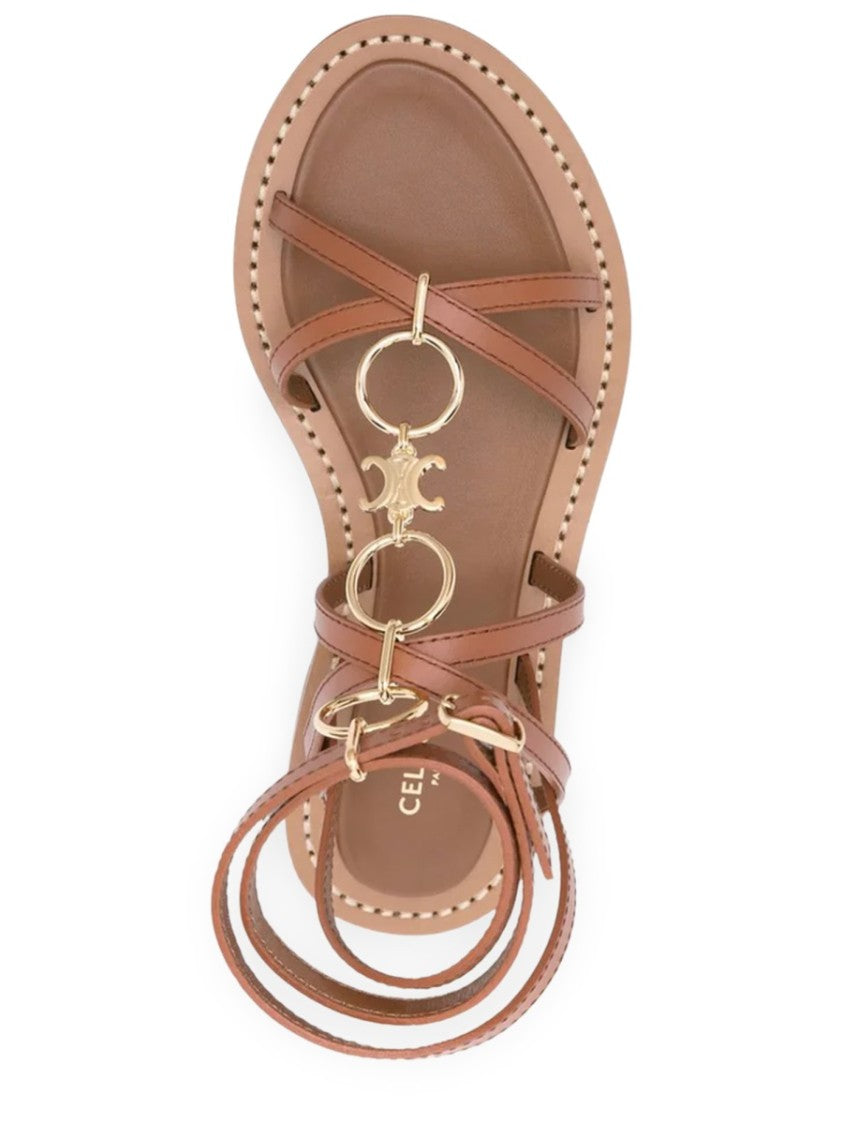 Celine Brown Lympia Calf Leather Sandals