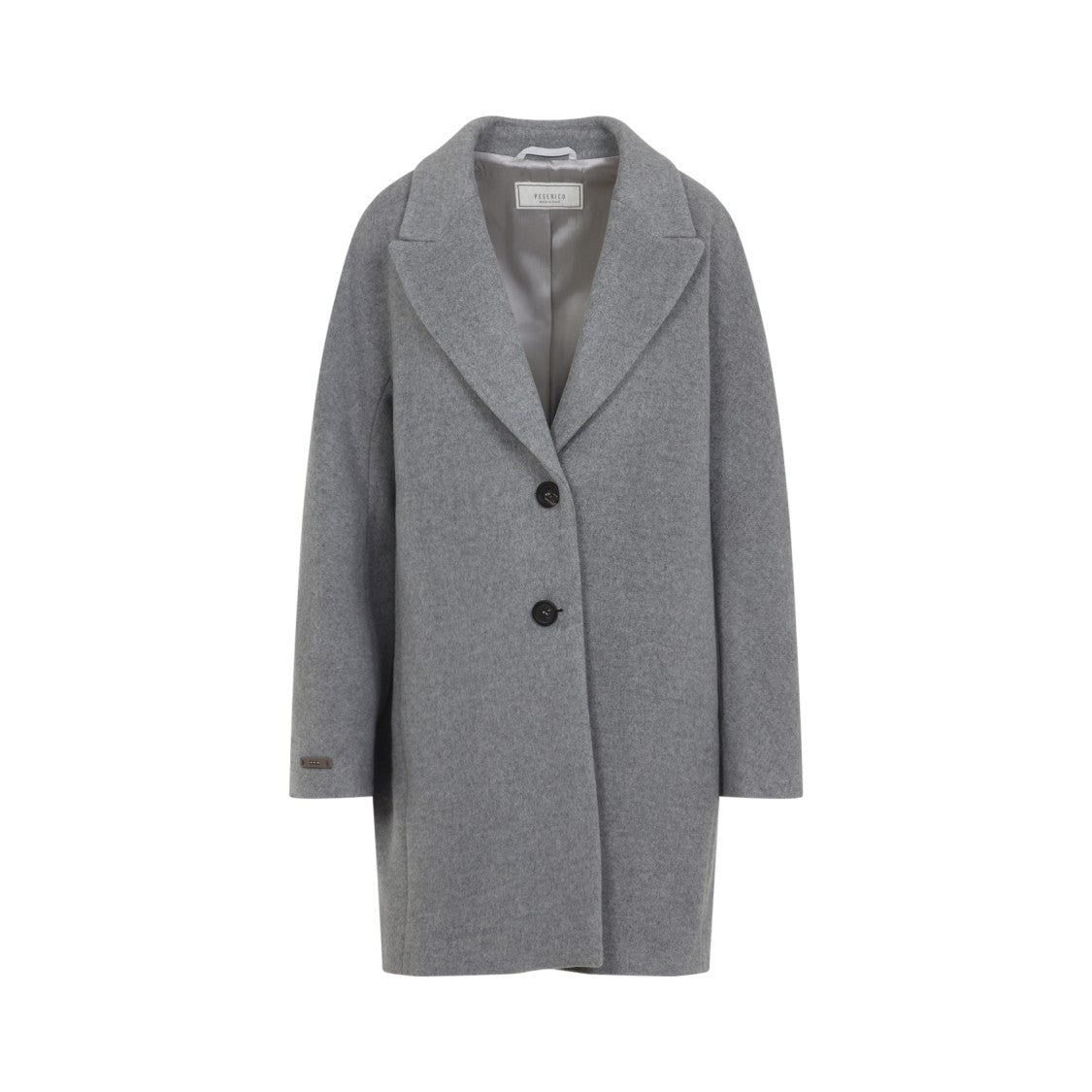Peserico Mid-Length Grey Coat With Notched Lapel