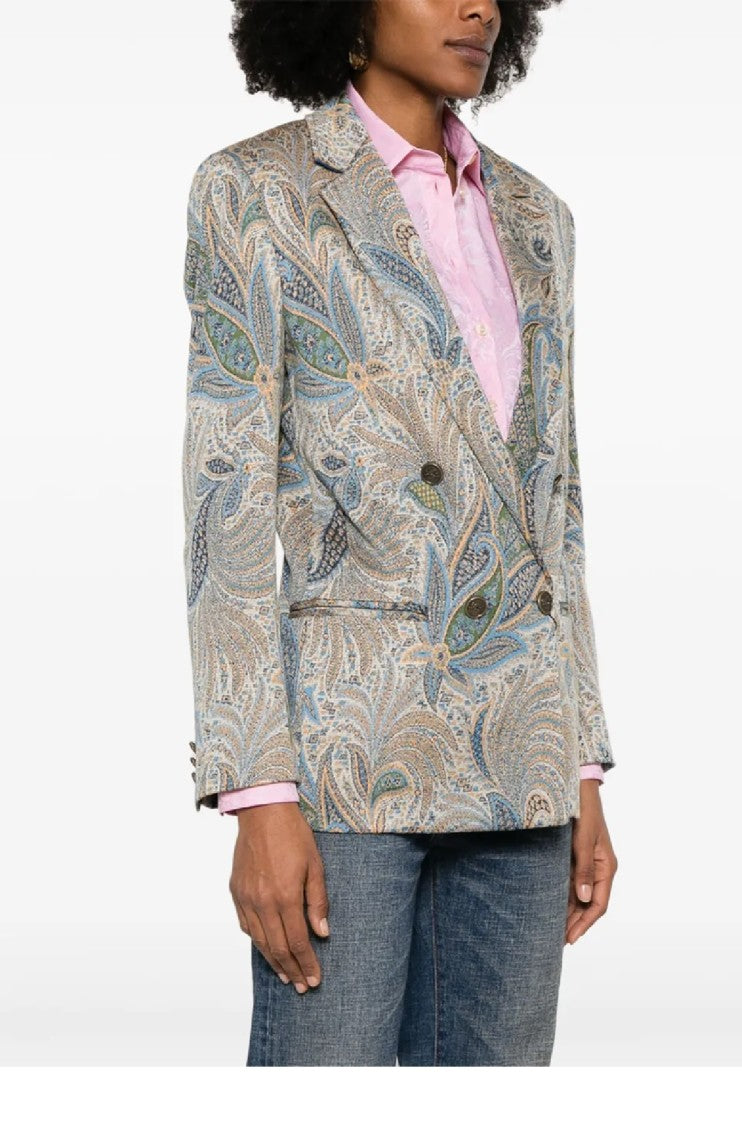 Etro Double-Breasted Paisley Pattern Blazer