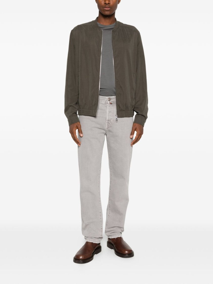 Montecore Grey Slub Texture Crew Neck T-Shirt With Tonal Stitching