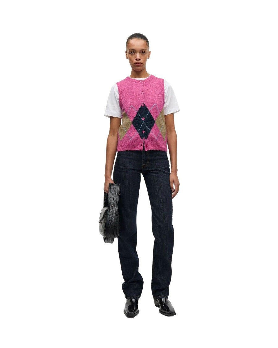 Samsøe Samsøe Red Sanoura Argyle Sweater Vest
