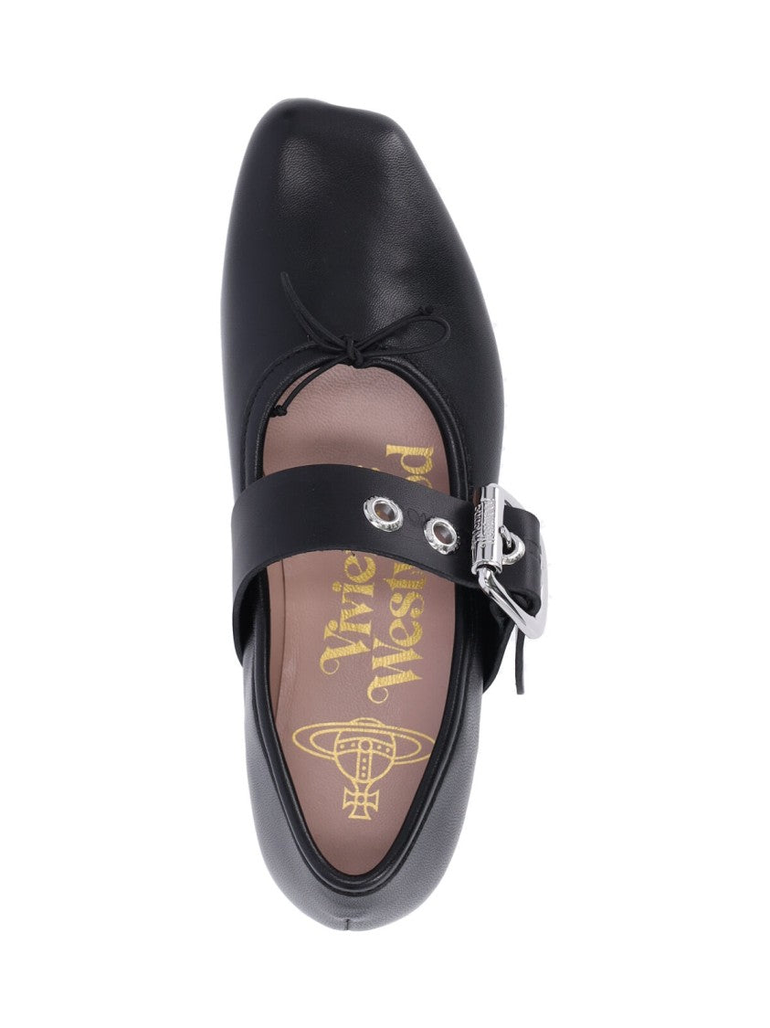 Vivienne Westwood Black Alice Lambskin Ballet Flats