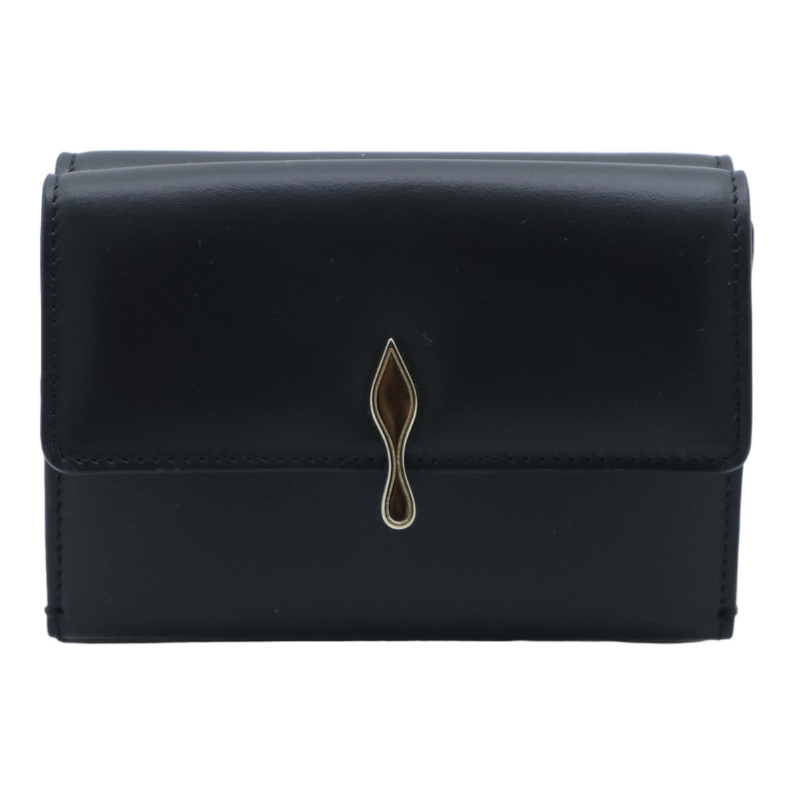 Christian Louboutin Black Gold-Clasp Compact Wallet