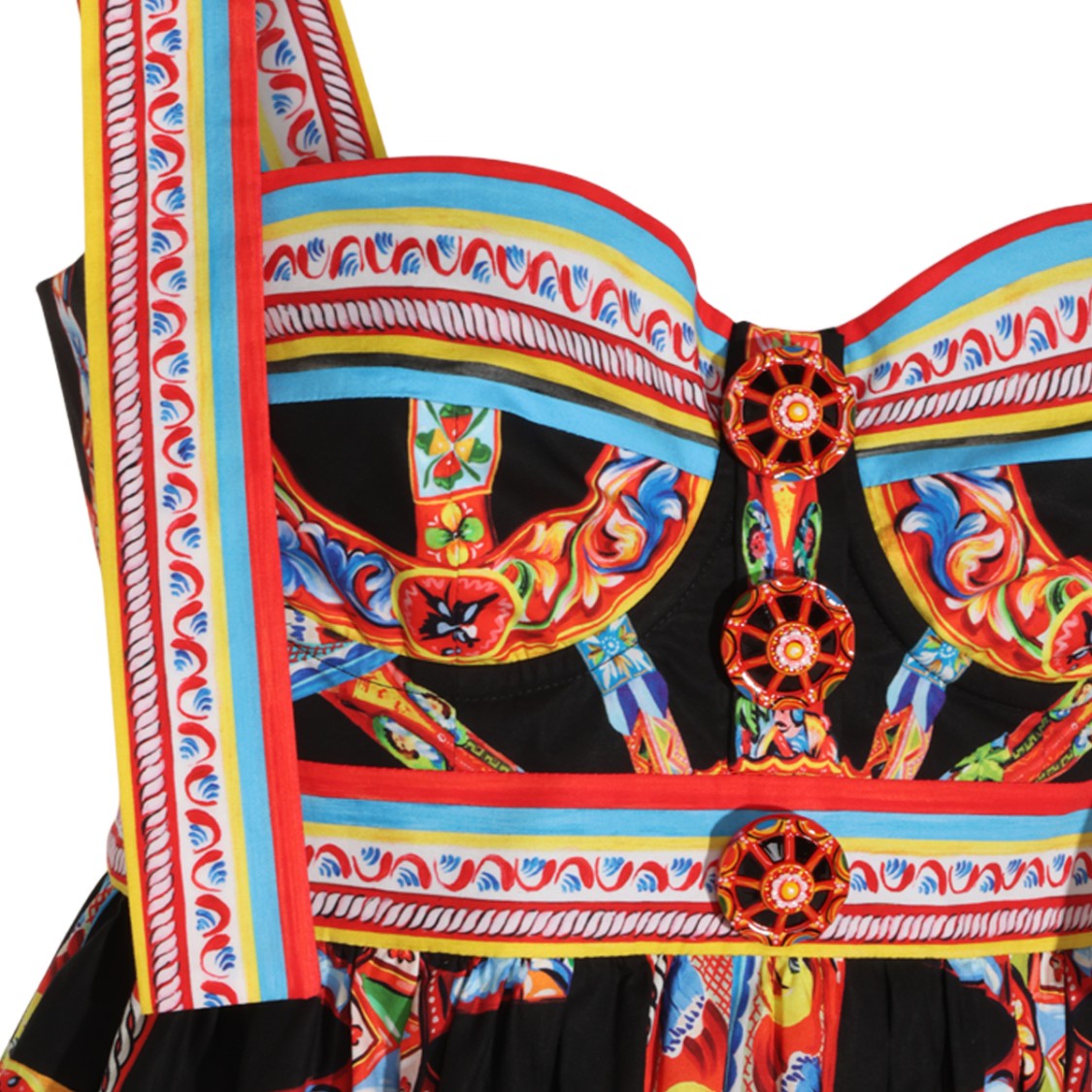 Dolce & Gabbana Fitted Bodice Mini Dress With Baroque-Inspired Print