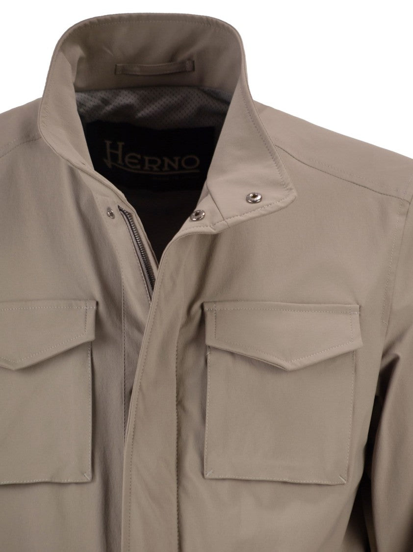 Herno Field Jacket In Wrinkled Stretch Nylon