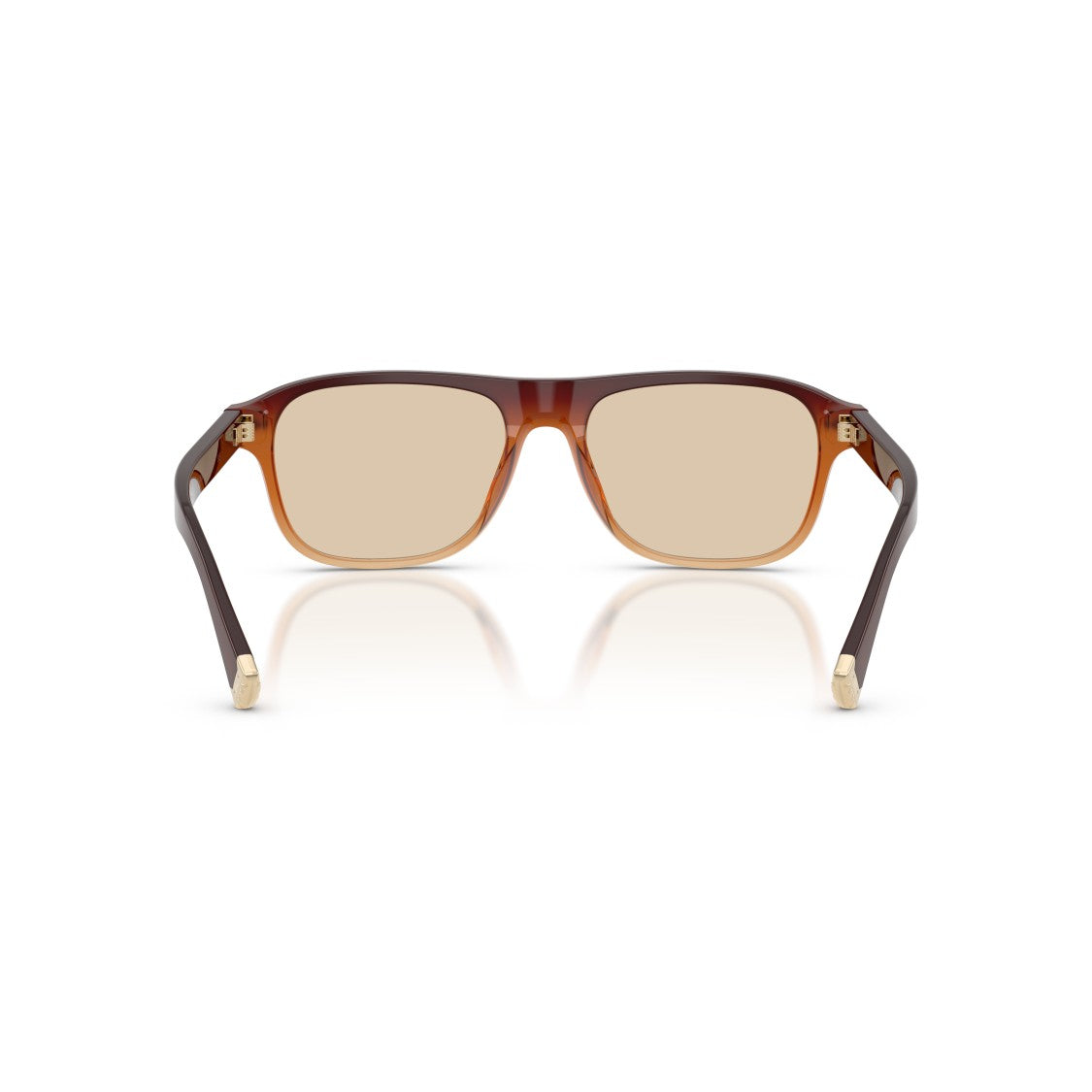 Brunello Cucinelli 0Bc3014 Gradient Brown Rectangular Frame Sunglasses With Gold Accents