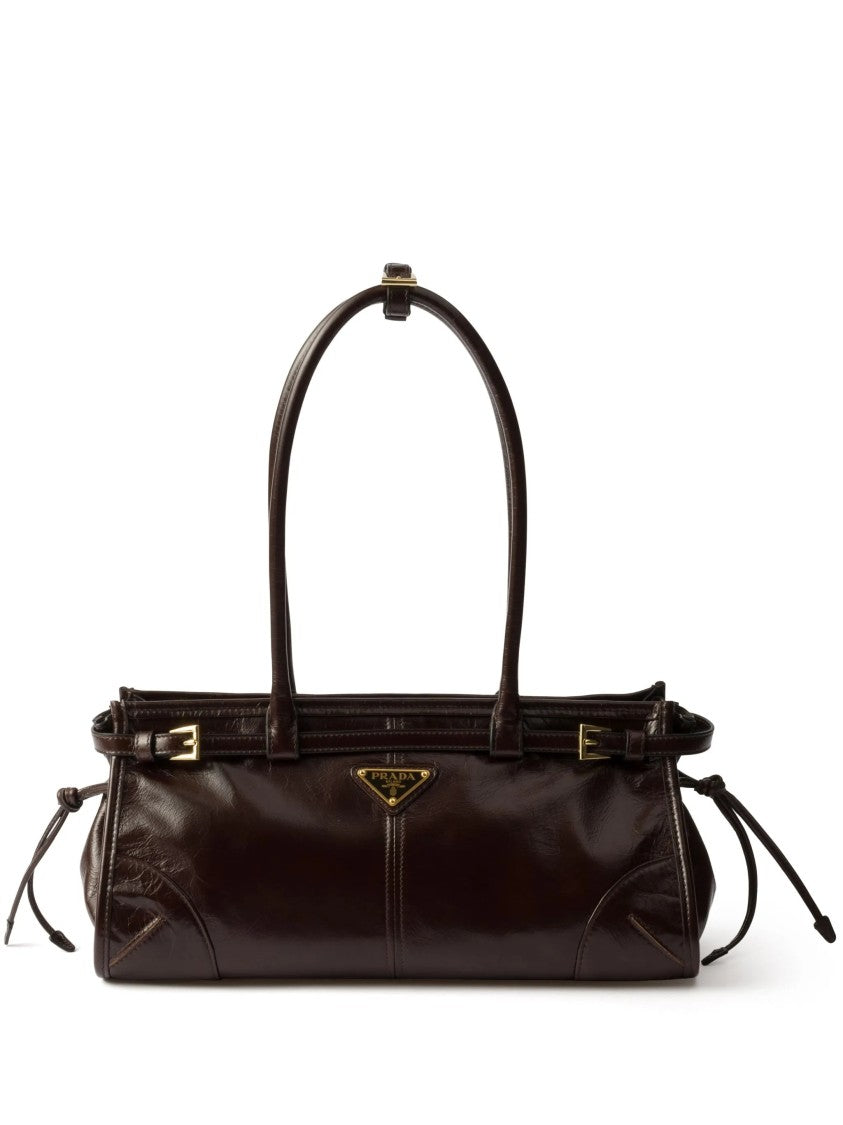 Prada Brown Bonnie Textured Leather Medium Shoulder Bag