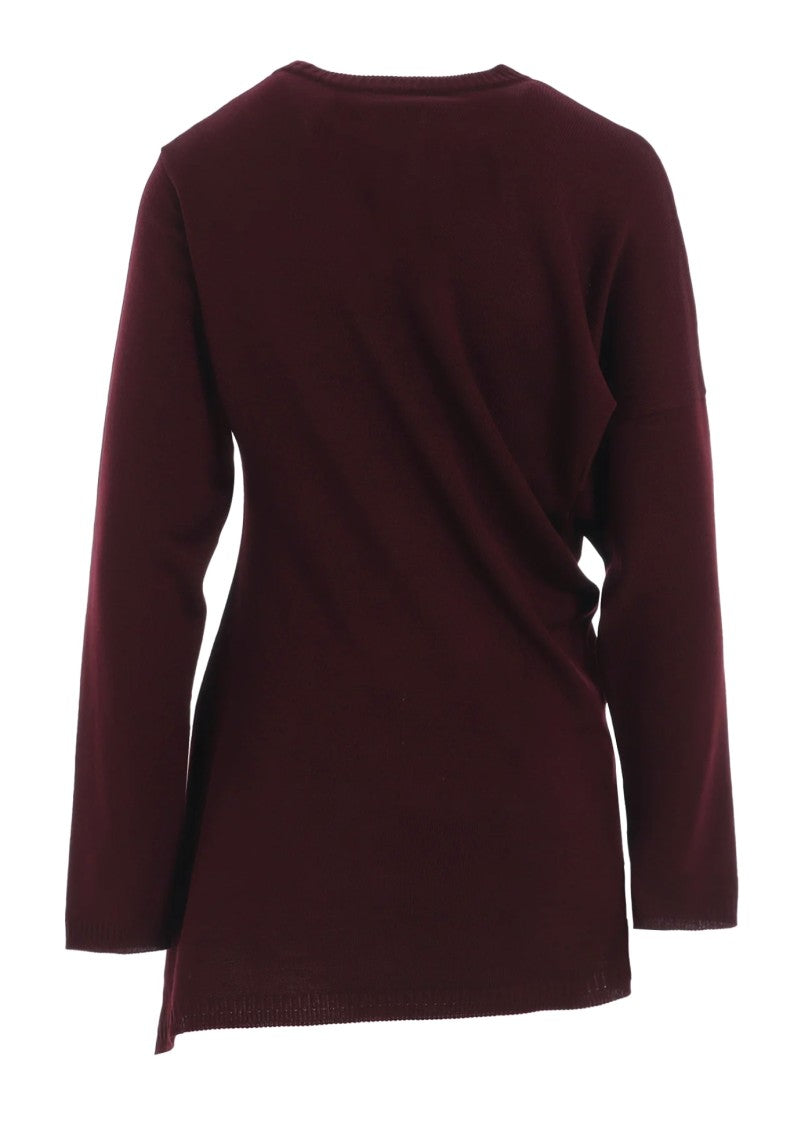 Yohji Yamamoto Stretch Fit Crewneck Sweater In Warm Burgundy