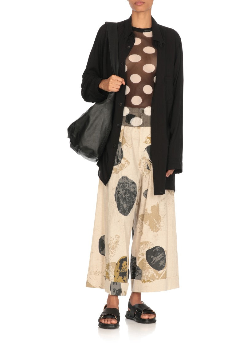 Y's Ivory Cotton And Linen Pants