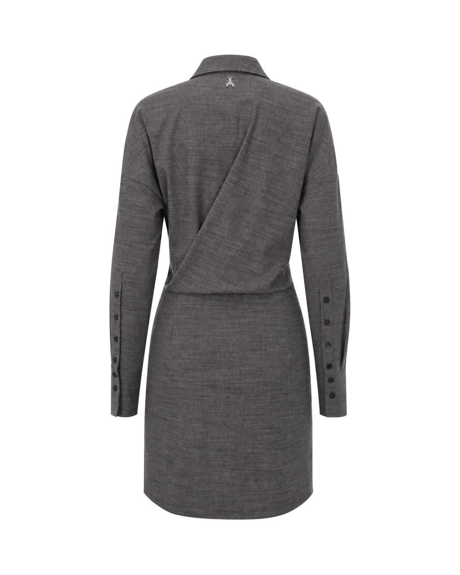Patrizia Pepe Grey Melange Lyocell-Blend Chemisier Mini Dress
