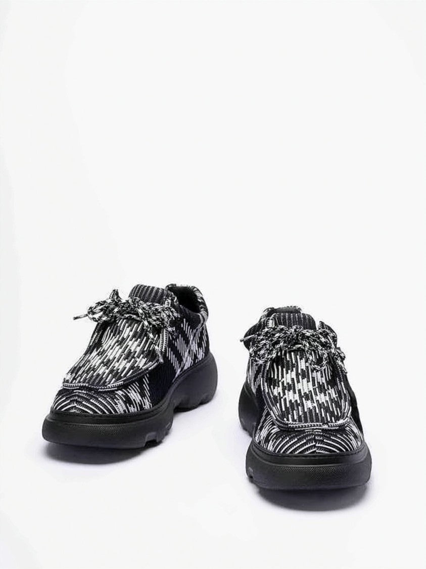 Burberry Textured Upper Sneakers With Bold Embossed Sole