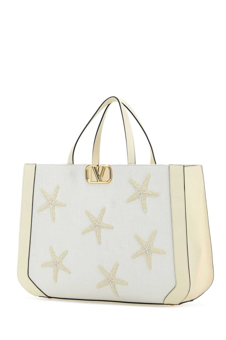Valentino Garavani White Fabric Valentino Garavani Escape Shopping Bag