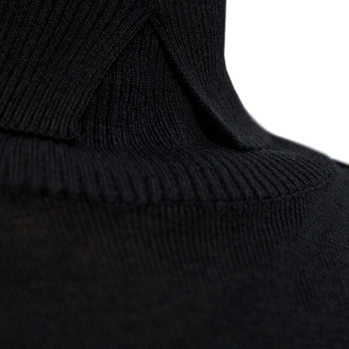 Burberry Black Ribbed Detail Sweater With High Collar