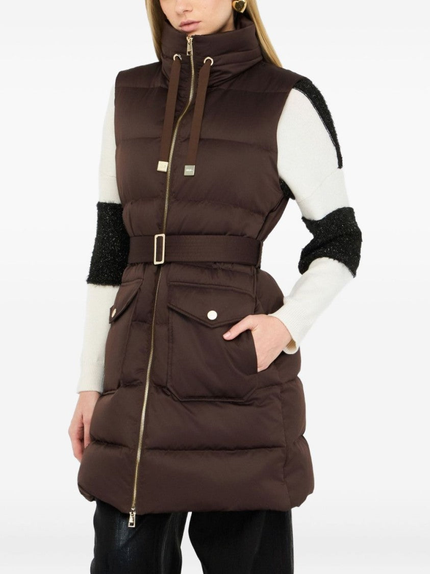 Liu Jo Quilted Brown Jacket With High Collar