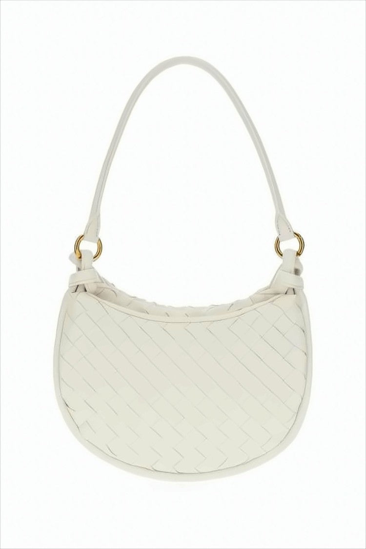 Bottega Veneta Curved White Lambskin Shoulder Bag