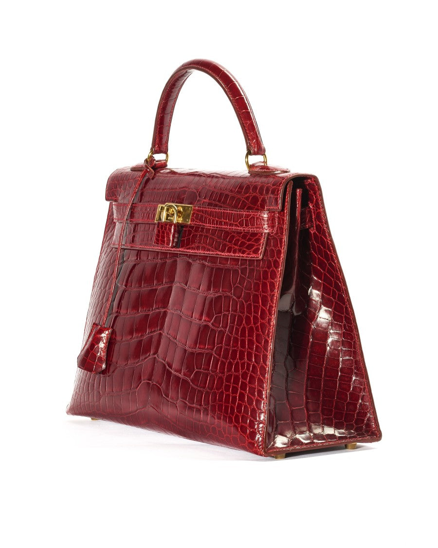 Hermès Kelly Bag 32 Red Alligator Saddle Bag