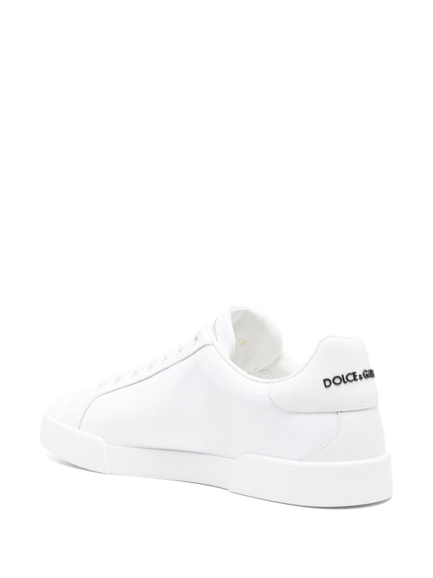 Dolce & Gabbana Lace-Up White Sneakers With Padded Ankle