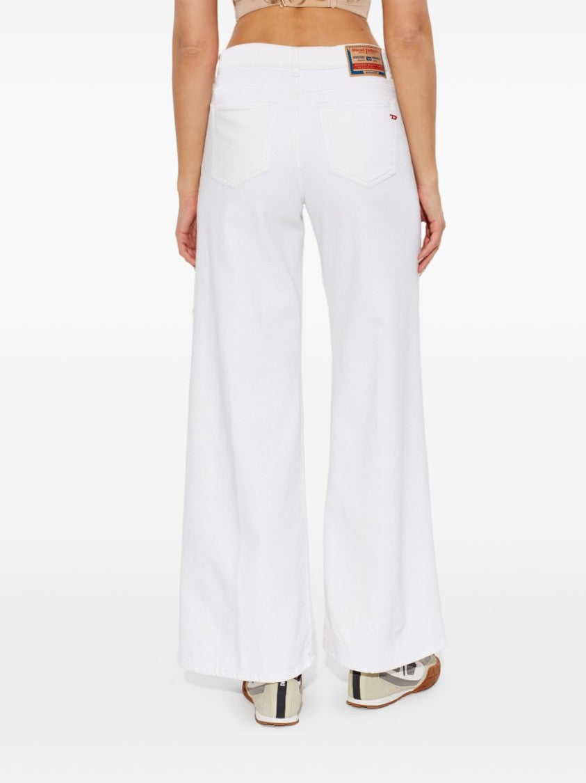 Diesel High-Waisted Wide-Leg Jeans With Crisp White Finish