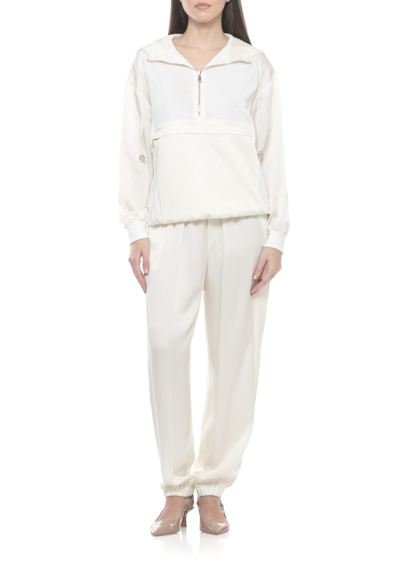 Fabiana Filippi Ivory Viscose-Blend Drawstring Hoodie