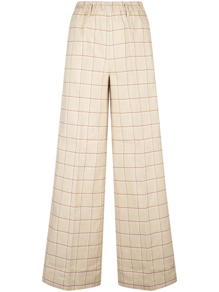 Forte Forte Loose Tartan Pattern Trousers With Elasticated Waistband